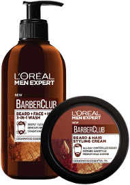 L'OREAL PARIS MEN EXPERT ברבר קלאב ג'ל ניקוי 3ב1 200 מ"ל/קרם לחות לזקן קצר לפנים 50 מ"ל