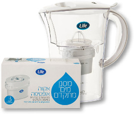 Life מסנן מים מארז שלישיה/קנקן לטיהור מים 2 ליטר