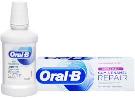 אורל בי GUM & ENAMEL משחת שיניים 75 מ"ל/מי פה מנטה מרעננת 250 מ"ל