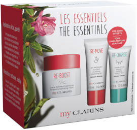MY CLARINS THE ESSENTIALS סט קרם לחות + מסכת לילה + גל ניקוי 50 מ