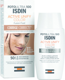 ISDIN FOTOULTRA תחליב עם גוון קל למראה עור אחיד והבהרת כתמי שמש SPF50