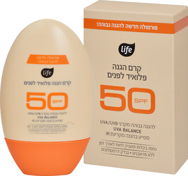 לייף קרם הגנה פלואיד לפנים SPF50