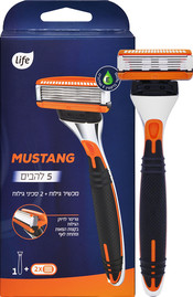 לייף מכשיר גילוח 5 להבים + סכינים מוסטנג MUSTANG 5 1