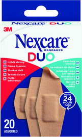 3M נקסקר דואו פלסטרים בשלושה גדלים: 24x29 מ"מ, 22x57 מ"מ, 76x29 מ"מ