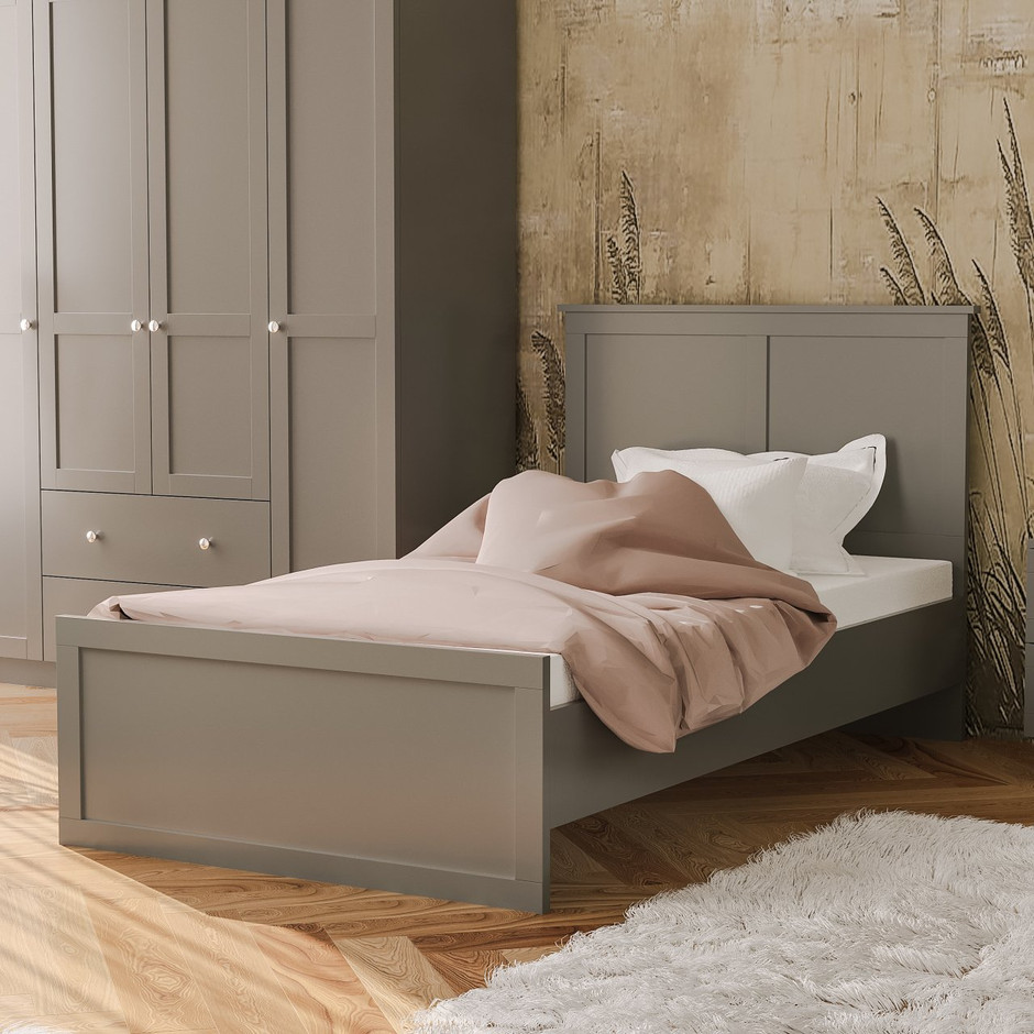 מיטה מעץ דגם סיד SIDE אפור מבית Twins Design