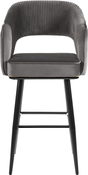 זוג כסאות בר מעוצבים בד קטיפה צבע אפור דגם אוליביה מבית TWINS DESIGN