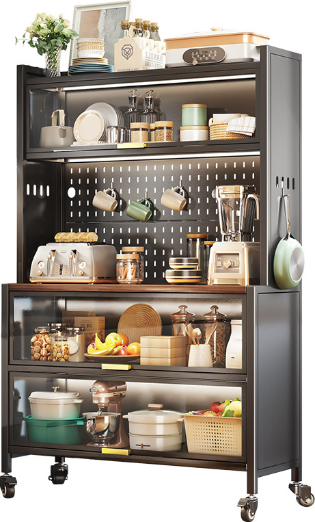 יחידת אחסון ענקית ניידת למטבח Samy המשלבת מגוון פתרונות אחסון מיוחדים ותאורת LED