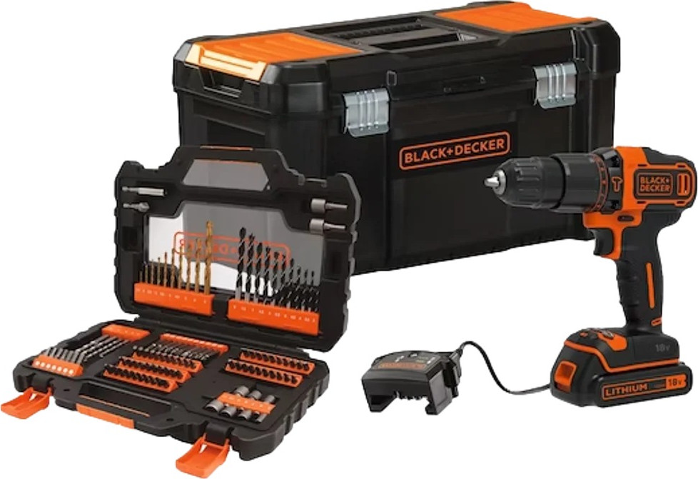 סט מקדחה דופקת / מברגה 18V דגם BDCHD18S1KA-QW מבית BLACK+DECKER