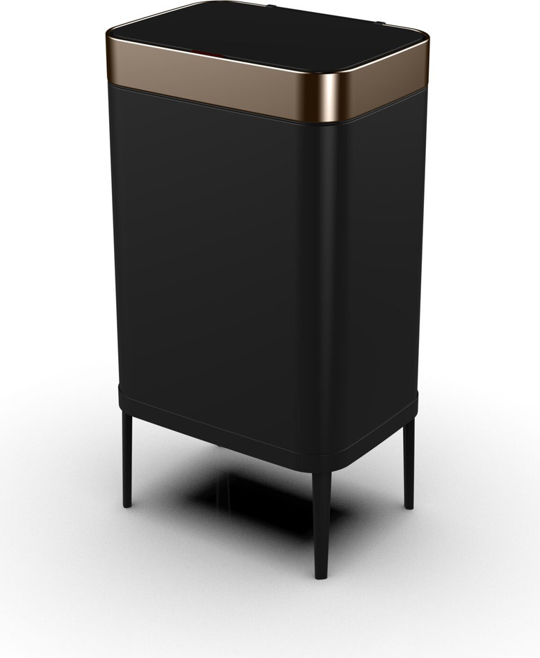 פח אשפה אלקטרוני 60 ליטר חיישן עליון צבע שחור עם פס רוז גולד