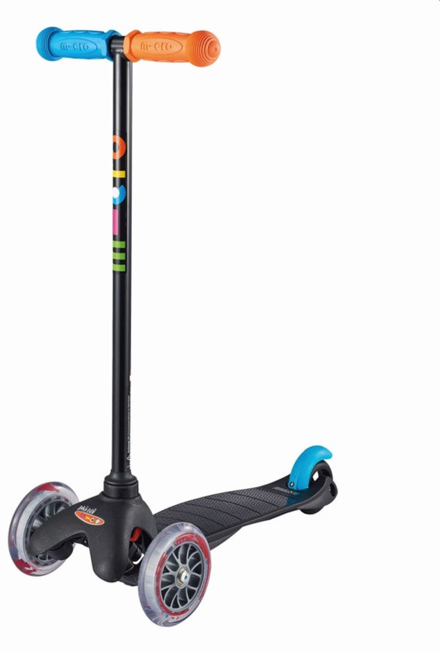 קורקינט 3 גלגלים עם אורות Mini Micro Original Sporty Led- שחור כתום כחול