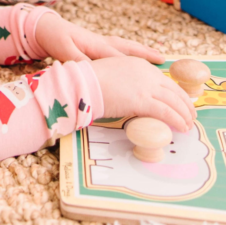 פאזל פעוטות מעץ 3 חלקים, עבה במיוחד עם ידיות ג'מבו נוחות לאחיזה - חיות הג'ונגל