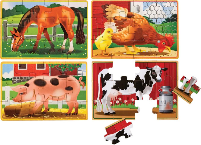 סט 4 פאזלים מעץ - חווה - Melissa and Doug
