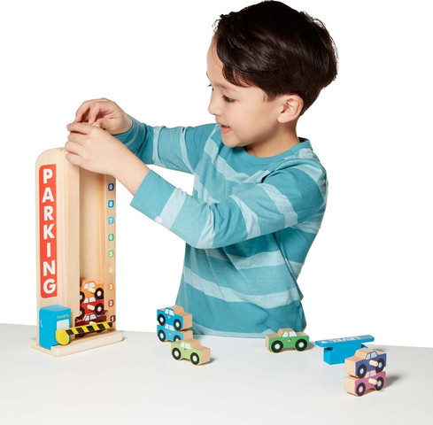 מגדל חניה למכוניות למשחק ולימוד ספירה 11 חלקים