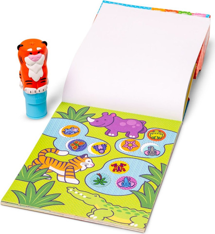 Sticker WOW! חוברת מדבקות 24 דפים עם מכשיר הדבקה אוטומטי ו 300 מדבקות - פמפקין הנמר וחיות הספארי