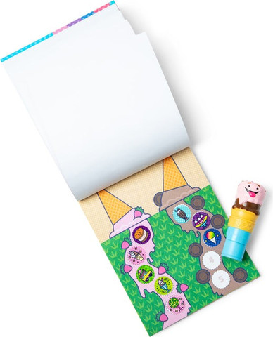 Sticker WOW! חוברת מדבקות 24 דפים עם מכשיר הדבקה אוטומטי ו 300 מדבקות - גלידה