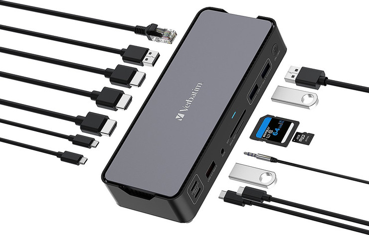 תחנת עגינה 32171 Verbatim USB-C Pro Docking Station 15 Ports