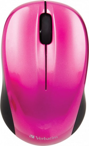עכבר אלחוטי Verbatim GO NANO Wireless Mouse 1600 DPI ורוד עיצוב קומפקטי Nano USB
