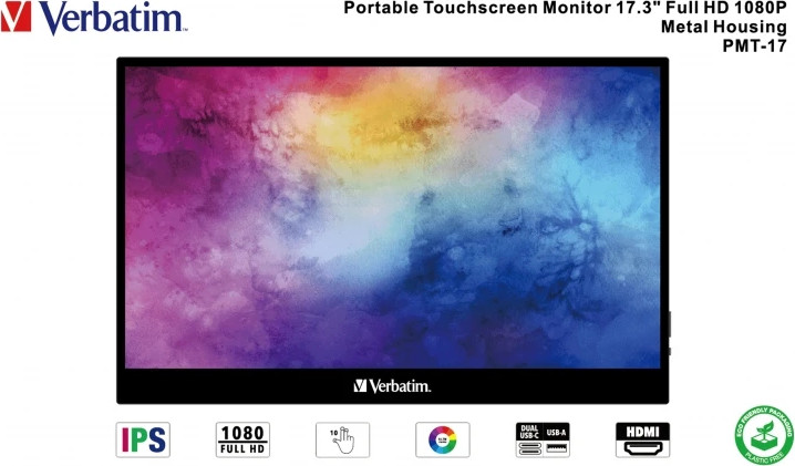 מסך מחשב ‏17.3 ‏אינטש Verbatim Portable Touchscreen Monitor PMT-17 49593 Full HD