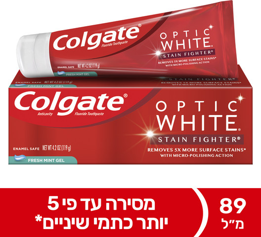משחת שיניים אופטיק וויט המסייעת להסרת כתמי שיניים בניחוח מנטה מרעננת