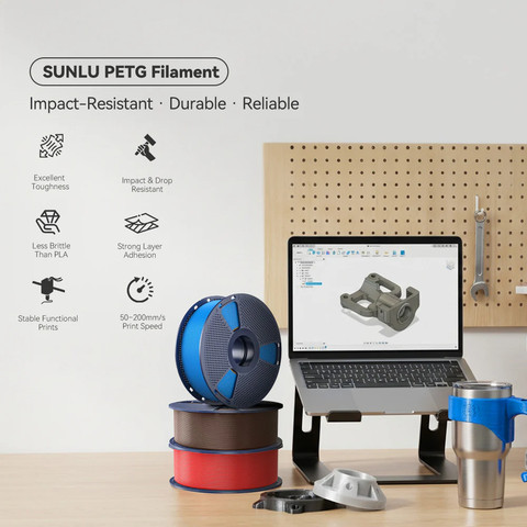 פילמנט PETG מבית Sunlu – למדפסות FDM ומותאם במיוחד עבור מערכות ams, עם איכות בלתי מתפשרת - צבע לבן