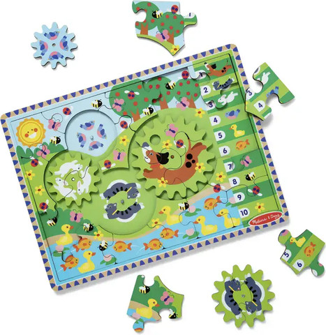 פאזל חיות מעץ עם גלגל שיניים - Melissa And Doug