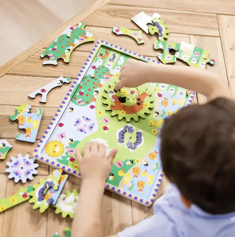 פאזל חיות מעץ עם גלגל שיניים - Melissa And Doug