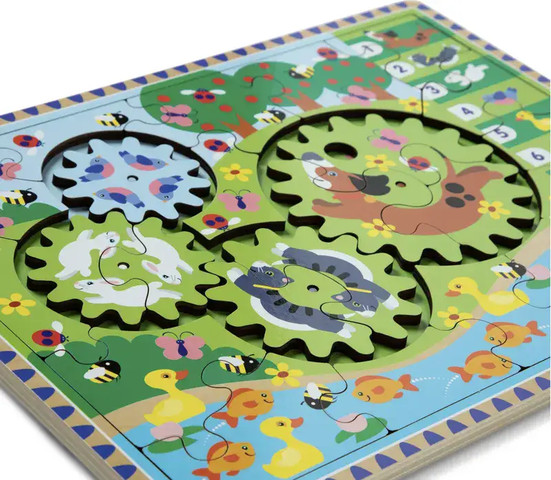 פאזל חיות מעץ עם גלגל שיניים - Melissa And Doug