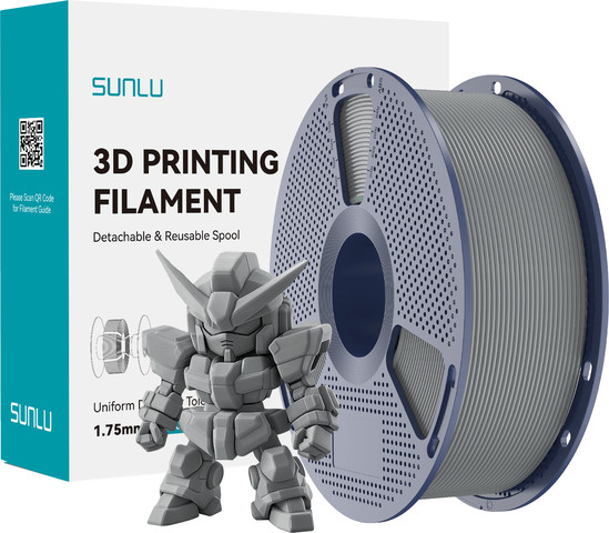 פילמנט+PLA מבית Sunlu – מותאם במיוחד עבור Bambu Lab ורוב מדפסות FDM,עם איכות בלתי מתפשרת – צבע אפור