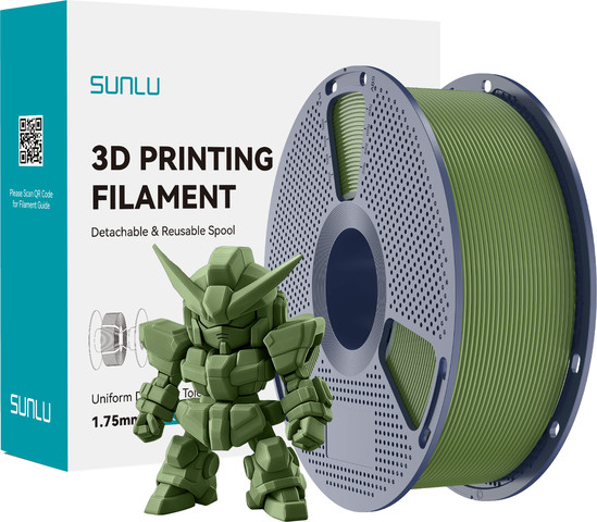 פילמנט+PLA מבית Sunlu – מותאם במיוחד עבור Bambu Lab ורוב מדפסות FDM,עם איכות בלתי מתפשרת – צבע ירוק זית