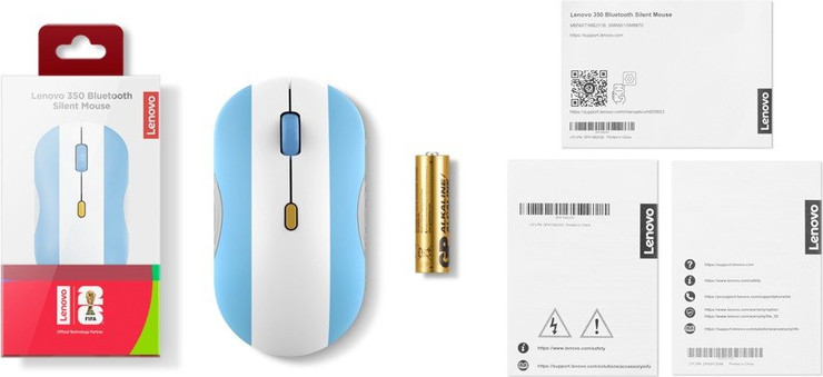 עכבר אלחוטי שקט Lenovo 350 Bluetooth Silent - מהדורת מונדיאל צבעי ארגנטינה