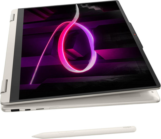 מחשב נייד עם מסך מגע Lenovo Yoga 7 16" OLED 2-in-1 - מעבד AMD Ryzen AI 7 445 - זיכרון 32GB - כונן 512GB SSD - צבע Seashell - כולל Win 11 Pro