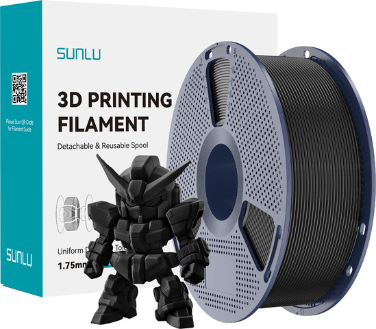 פילמנט+PLA מבית Sunlu – מותאם במיוחד עבור Bambu Lab ורוב מדפסות FDM,עם איכות בלתי מתפשרת – צבע שחור.