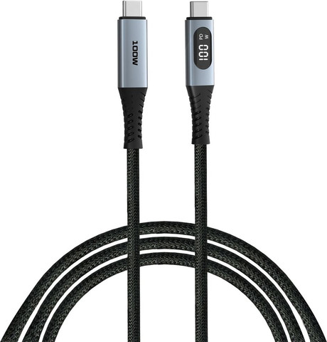כבל Verbatim USB-C ל-USB-C עם צג הספק דיגיטלי 100W – טעינה מהירה PD – אורך 1.2 מטר