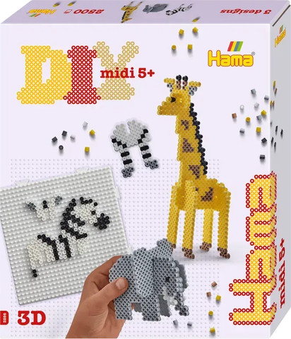 חרוזי גיהוץ קופסא בינונית - חיות ספארי - Hama