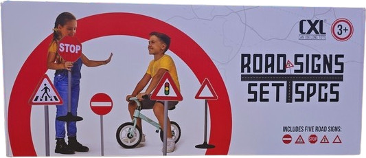 תמרורים - סט אזהרה של שלטי דרכים חינוכיים 5 יחידות 70 ס"מ