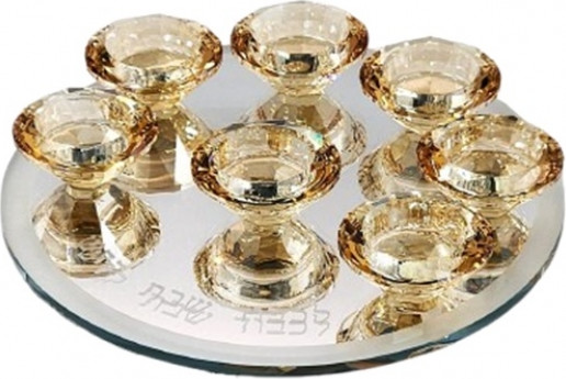 פמוט קריסטל בעל 7 קנים שולחני 30 ס"מ