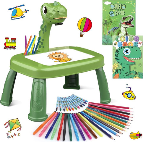 לוח ציור דו צדדי + מקרן - דינוזאור