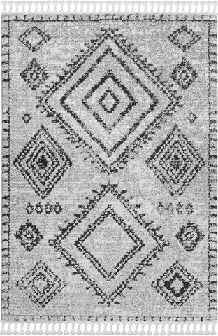 שטיח אלברט 10 אפור/שחור עם פרנזים לחדר ילדים