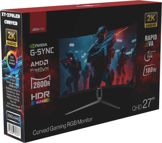 מסך מחשב גיימינג קעור 27" 2K ‏Nordic נורדיק ZT270CQHD