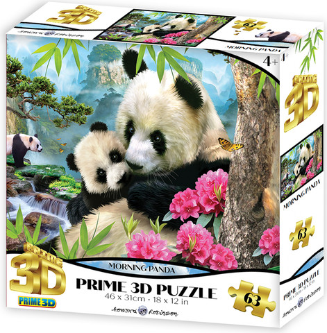 פאזל תלת מימד דובי פנדה 63 חלקים מבית Prime 3D
