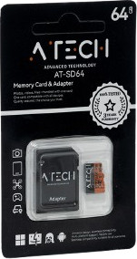 כרטיס זיכרון MicroSD בנפח 64GB – דגם AT-SD64 מבית ATech