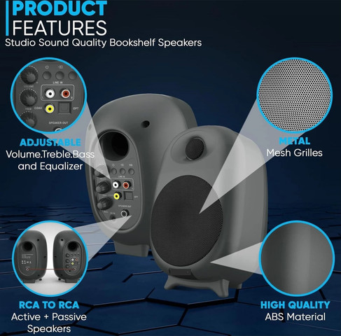 זוג רמקולים למחשב Protec DM511 80W Bluetooth - צבע שחור