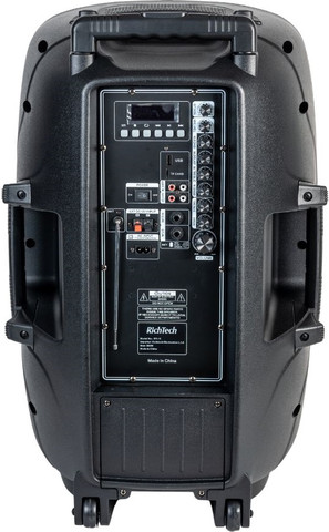 בידורית 15'' ניידת 500W כולל 2 מיקרופונים אלחוטיים RichTech ריצ'טק Studio 15
