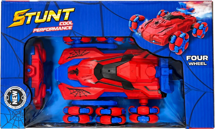 מכונית פעלולים על שלט בעיצוב ספיידרמן (Spider Stunt Car)