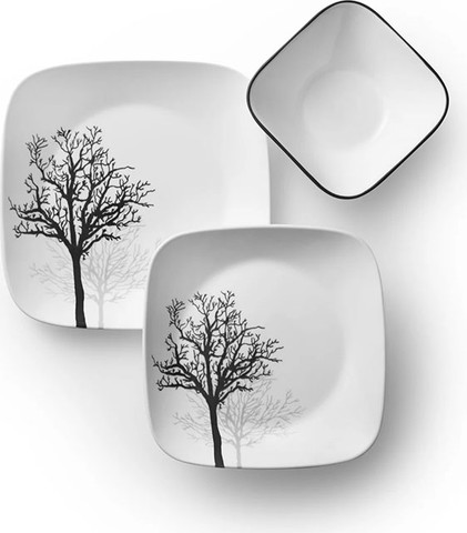 סט צלחות 18 חלקים Corelle דגם Timber shadows