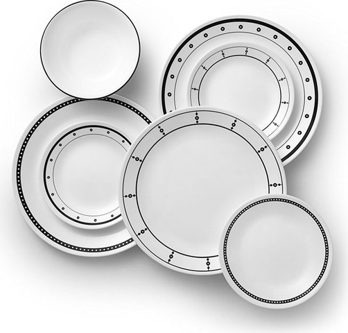 סט 18 צלחות Corelle ל 6 סועדים - עיקרית ,עוגה ומרק דגם Mix & match