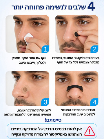 מרחיב נחיריים מגנטי – מרחיב נחיריים מגנטי ,רצועות מגנטיות לאף , מרחיב נשימה מגנטי לאף - מסייע בהגדלת זרימת האוויר דרך האף, משמש לשיפור איכות השינה, מניעת נחירות,נגד נחירות 4 גשרים, 60 מדבקות DSI Cosmetics Magnetic Nasal Breathing Kit