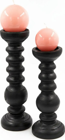 פמוט עץ שחור CANDLE