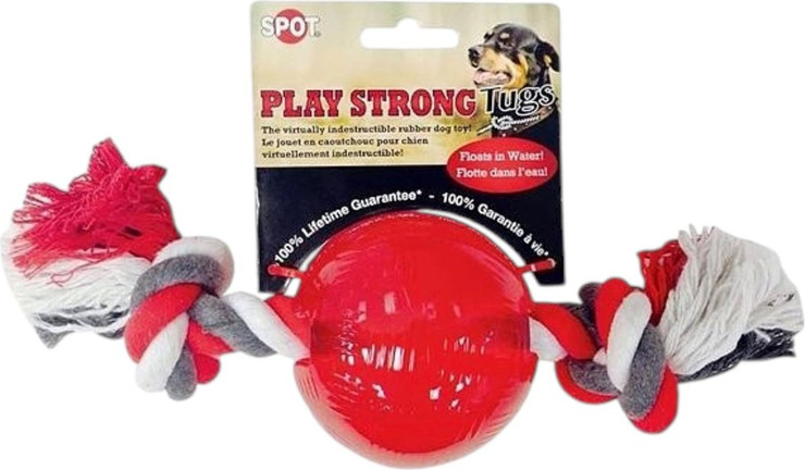 PLAY STRONG - כדור משחק וחבל דנטלי בינוני עמי במיוחד לכלבים
