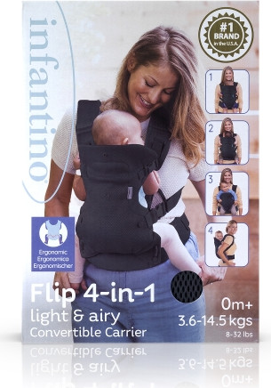 מנשא Flip 4-in-1 Light & Airy מבית Infantino - צבע אפור כהה